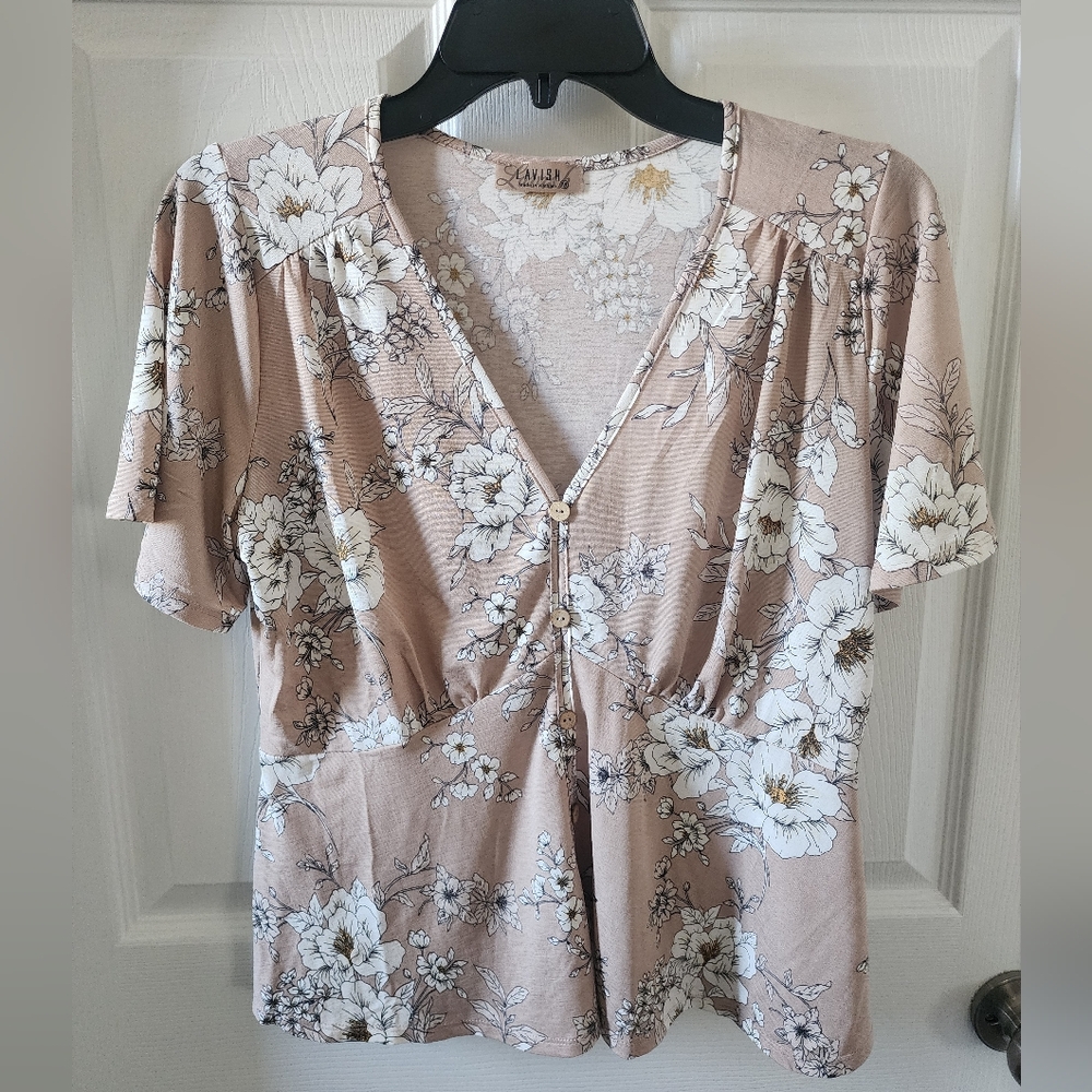Lavish Light Brown Floral Top